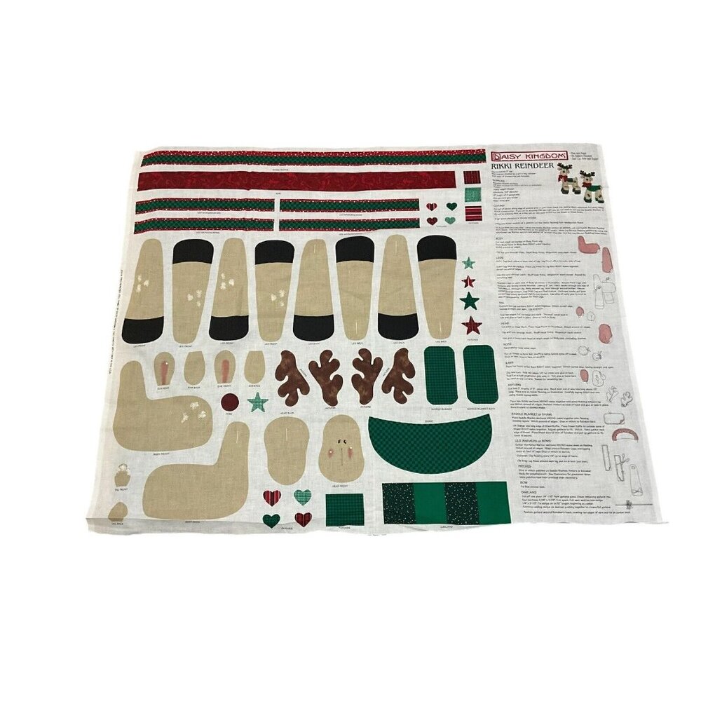DAISY KINGDOM 17" RIKKI REINDEER Craft Fabric Panel  #3238 1997 USA Uncut Craft